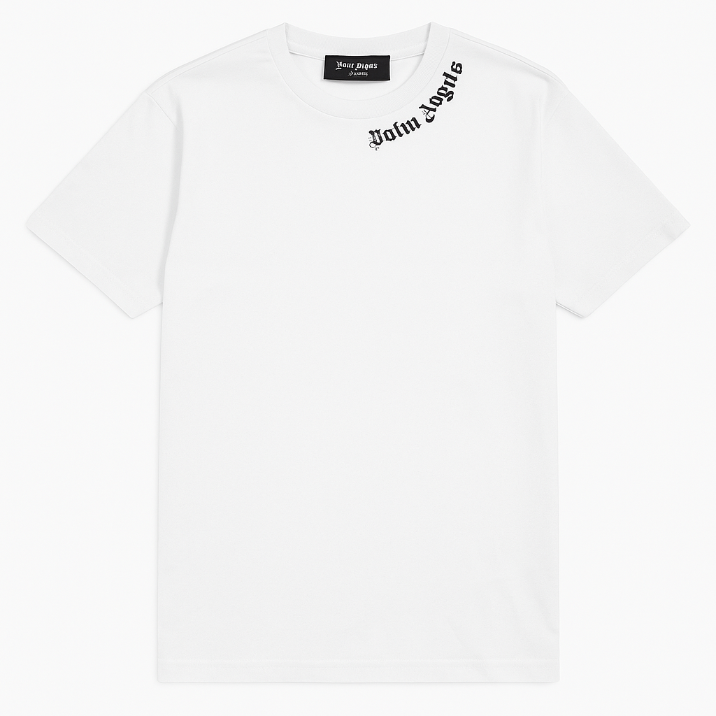 Tricou Bărbați Plm Angls – Logo Gothic Gât Asimetric