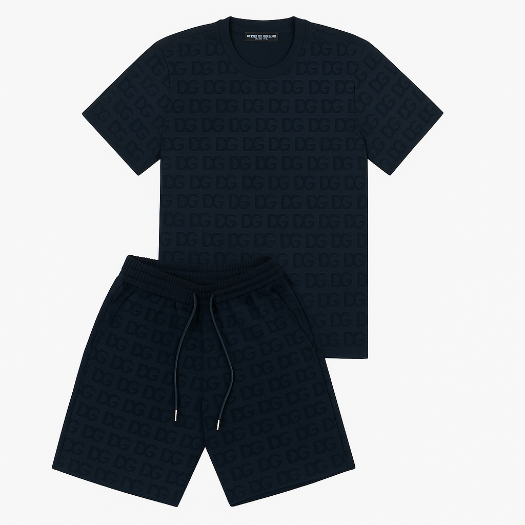 Set Bărbați Dolce – Tricou și Pantaloni Scurți cu Logo „DG” Ton pe Ton